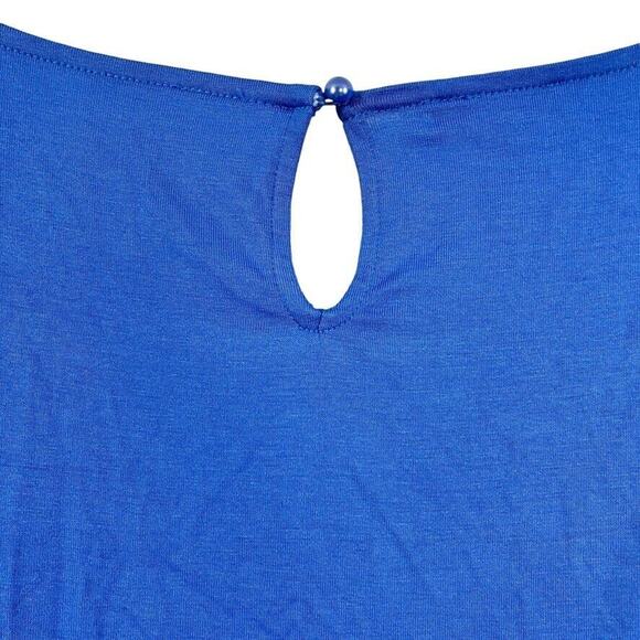 Talbots Petite Womens Blue Pleated Statement Sleeves Stretch Knit Top Shirt sz L - Picture 13 of 16